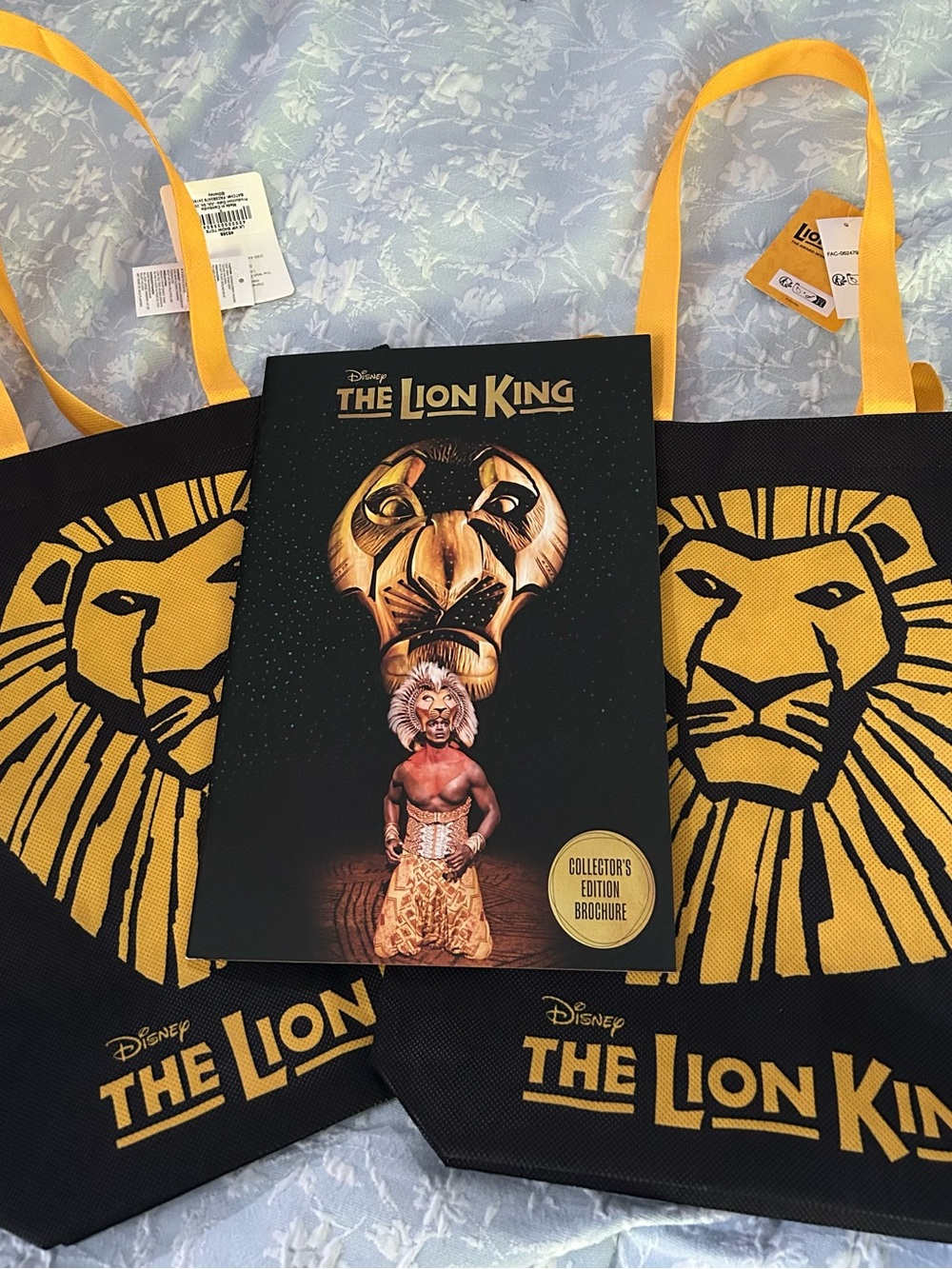 Disney The Lion King Brochure with Black and Gold Tote Bags